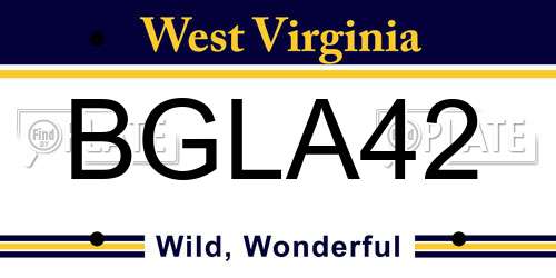 BGLA42 West Virginia License Plate