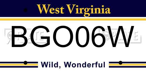 BGO06W West Virginia License Plate