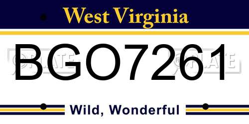 BGO7261 West Virginia License Plate