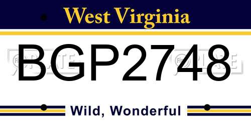 BGP2748 West Virginia License Plate