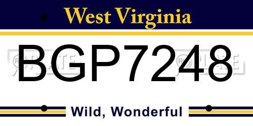 BGP7248 West Virginia License Plate