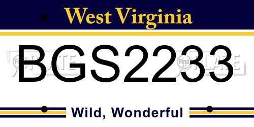 BGS2233 West Virginia License Plate
