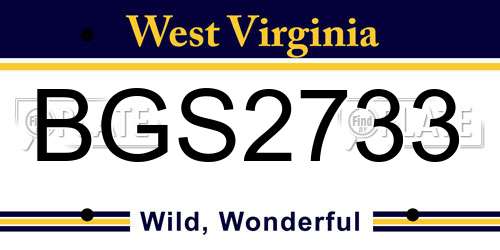 BGS2733 West Virginia License Plate