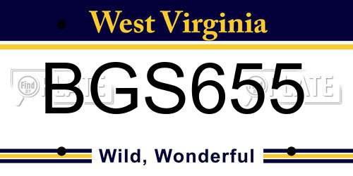 BGS655 West Virginia License Plate