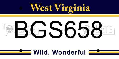 BGS658 West Virginia License Plate