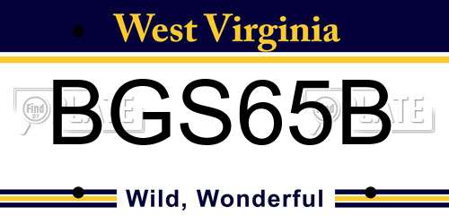 BGS65B West Virginia License Plate