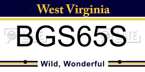 BGS65S West Virginia License Plate