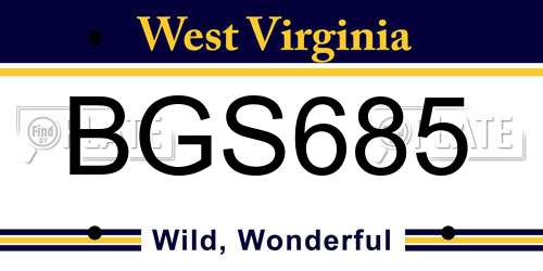 BGS685 West Virginia License Plate