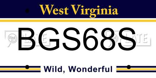 BGS68S West Virginia License Plate
