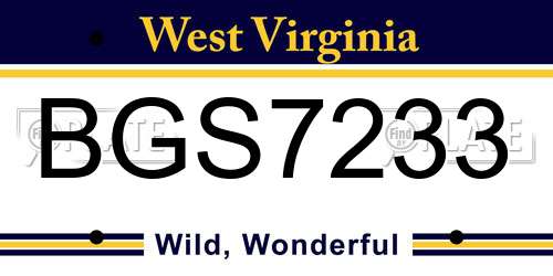 BGS7233 West Virginia License Plate