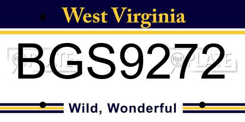 BGS9272 West Virginia License Plate