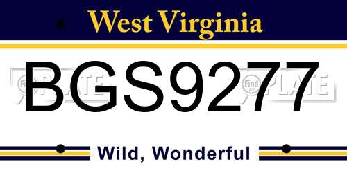 BGS9277 West Virginia License Plate
