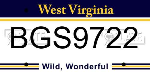BGS9722 West Virginia License Plate