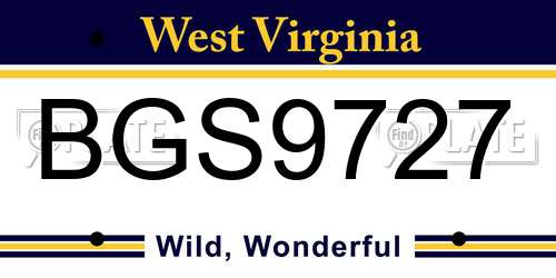 BGS9727 West Virginia License Plate