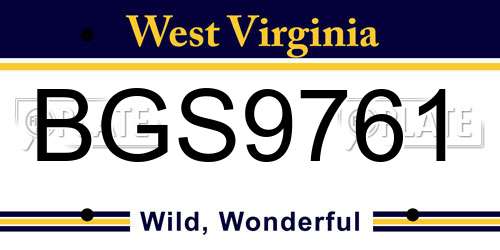 BGS9761 West Virginia License Plate