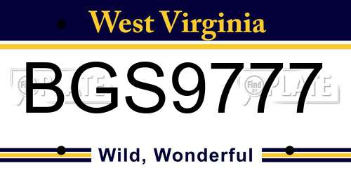 BGS9777 West Virginia License Plate