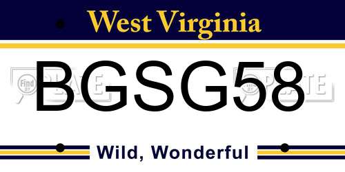 BGSG58 West Virginia License Plate