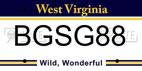 BGSG88 West Virginia License Plate