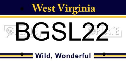 BGSL22 West Virginia License Plate
