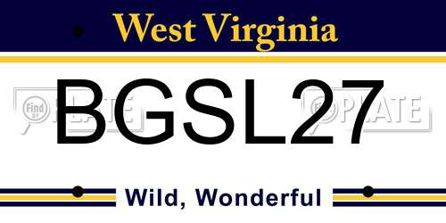 BGSL27 West Virginia License Plate