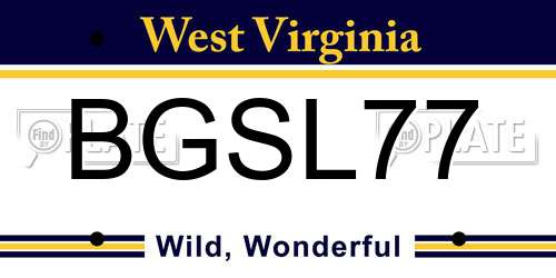 BGSL77 West Virginia License Plate