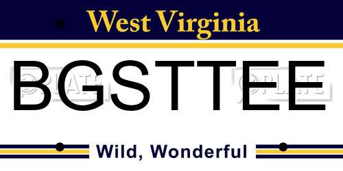 BGSTTEE West Virginia License Plate