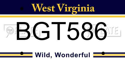 BGT586 West Virginia License Plate