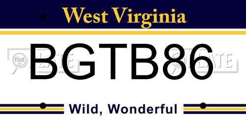 BGTB86 West Virginia License Plate
