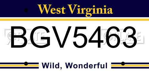 BGV5463 West Virginia License Plate
