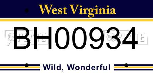 BH00934 West Virginia License Plate