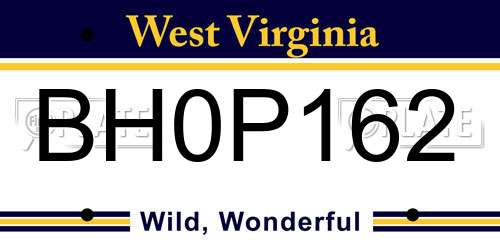 BH0P162 West Virginia License Plate