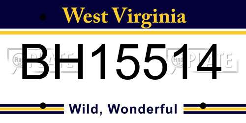 BH15514 West Virginia License Plate