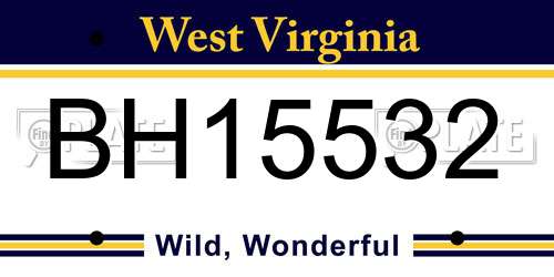 BH15532 West Virginia License Plate