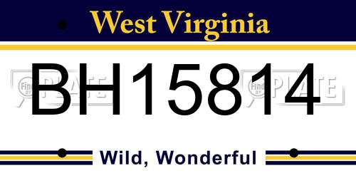 BH15814 West Virginia License Plate