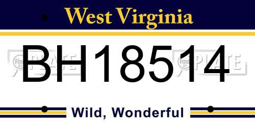 BH18514 West Virginia License Plate