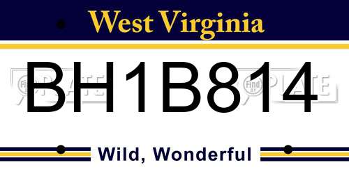 BH1B814 West Virginia License Plate