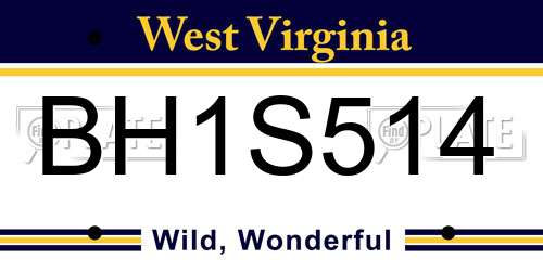 BH1S514 West Virginia License Plate