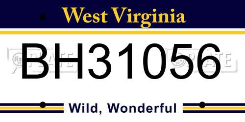 BH31056 West Virginia License Plate