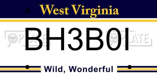 BH3B0I West Virginia License Plate
