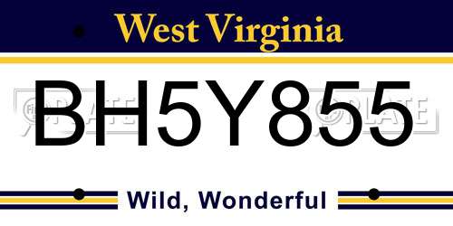 BH5Y855 West Virginia License Plate