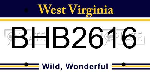 BHB2616 West Virginia License Plate