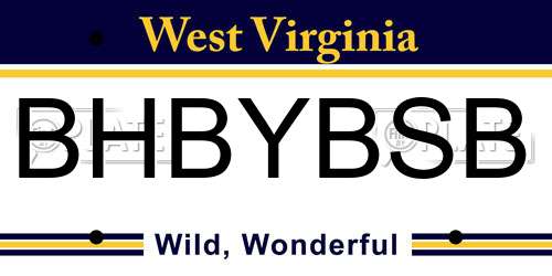BHBYBSB West Virginia License Plate
