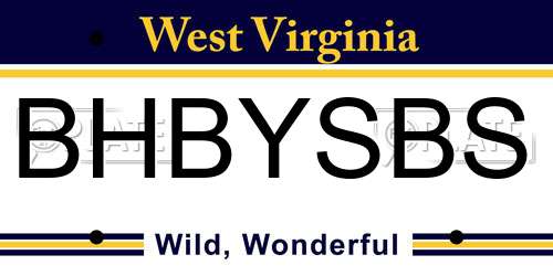 BHBYSBS West Virginia License Plate