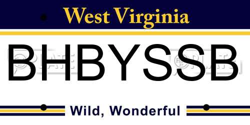 BHBYSSB West Virginia License Plate