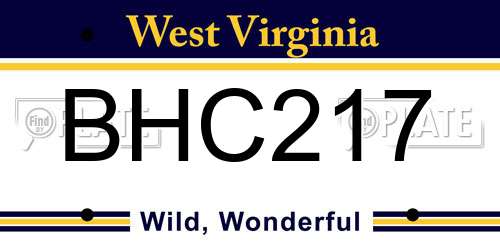 BHC217 West Virginia License Plate