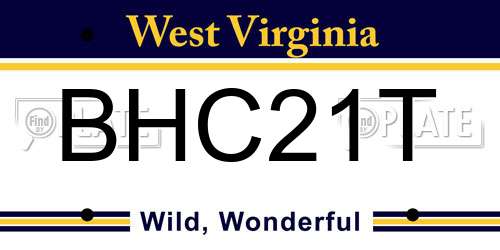 BHC21T West Virginia License Plate