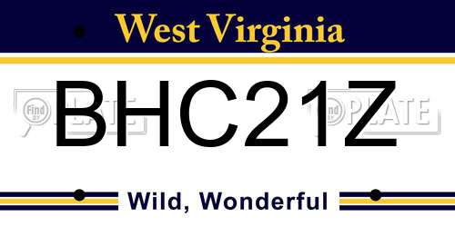 BHC21Z West Virginia License Plate