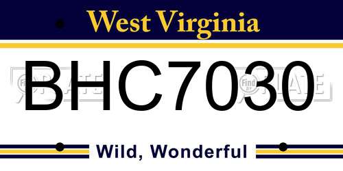 BHC7030 West Virginia License Plate