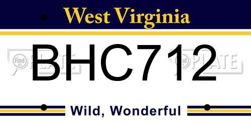 BHC712 West Virginia License Plate