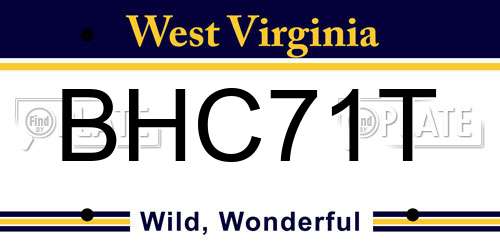 BHC71T West Virginia License Plate